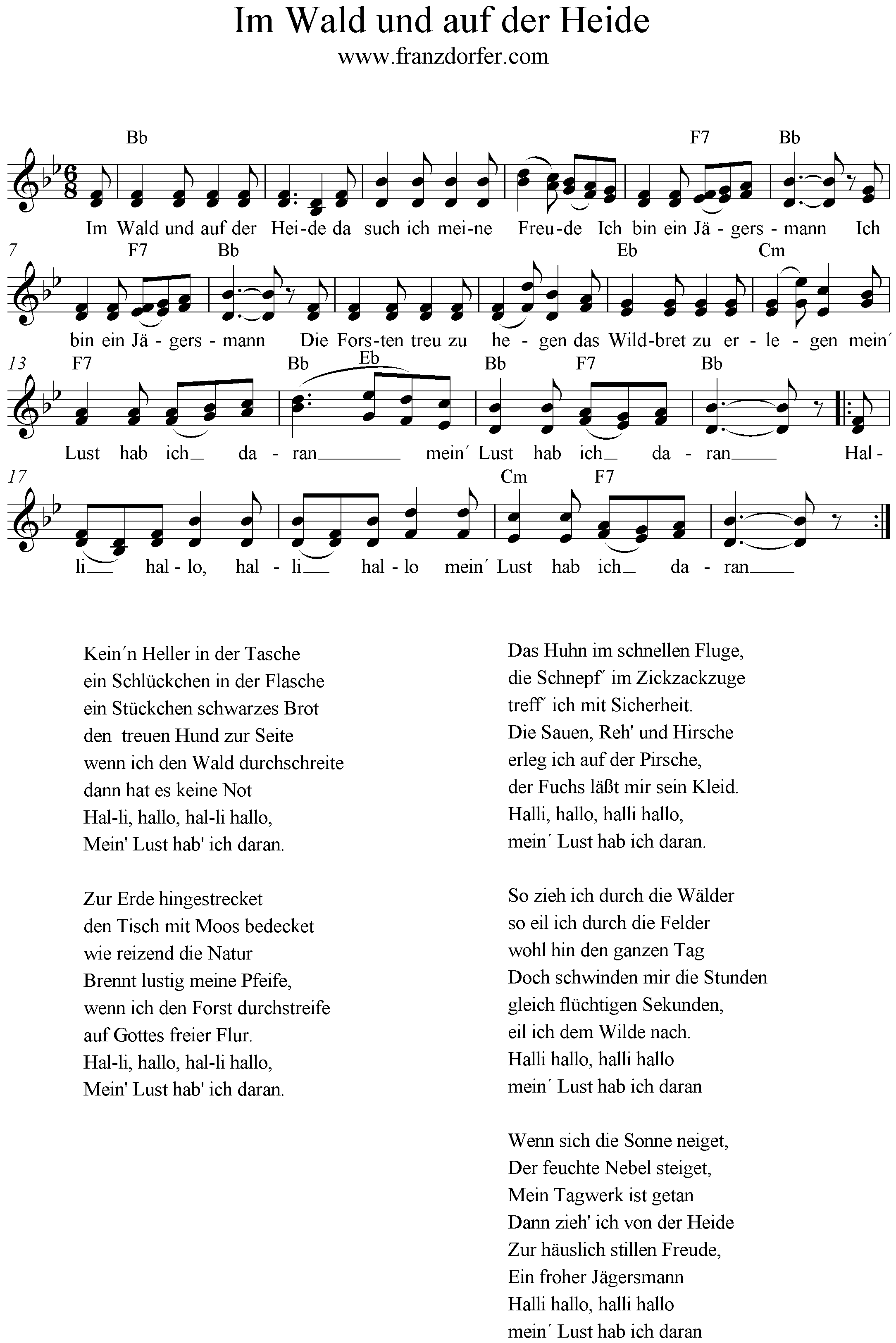 Auf Der Heide Blüht Ein Kleines Blümelein Text Im Wald und auf der Heide